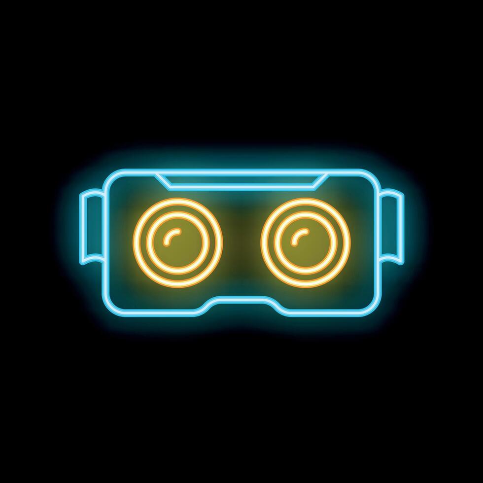 Glowing neon line virtual reality headset icon isolated on black background illustration vector