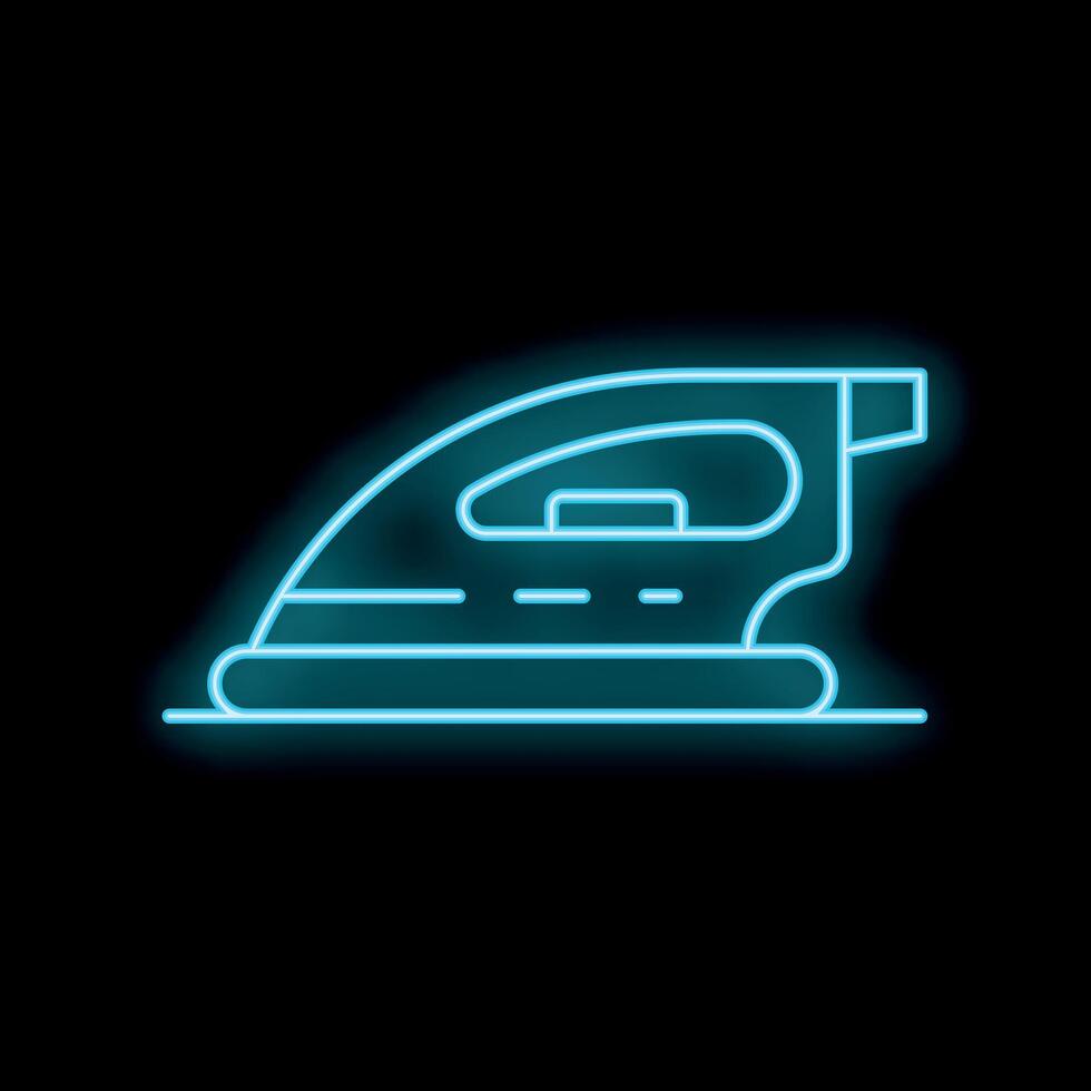 Glowing neon line iron icon isolated on black background illustration vector
