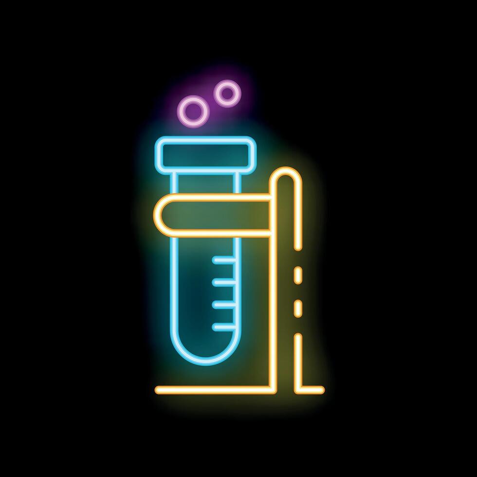 Neon laboratory test tube bubbling with chemical reaction vector
