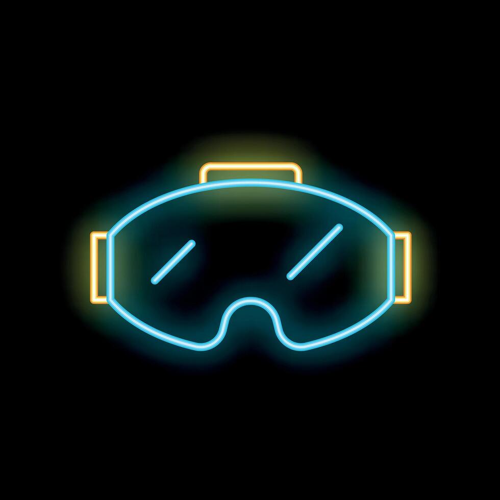 Neon sign representing ski goggles shining in the dark vector