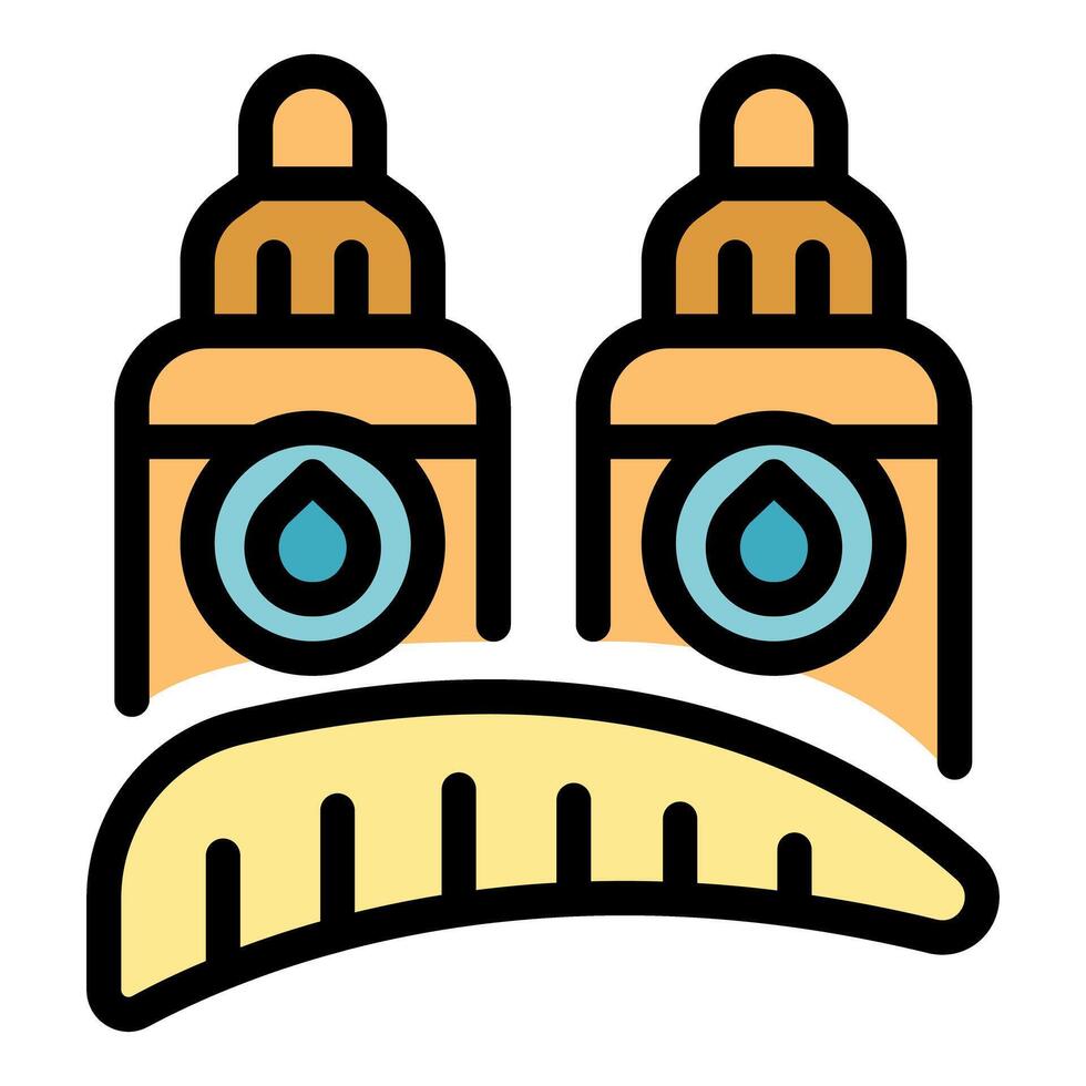 Sad water towers with big eyes and a mouth shaped like a bridge vector