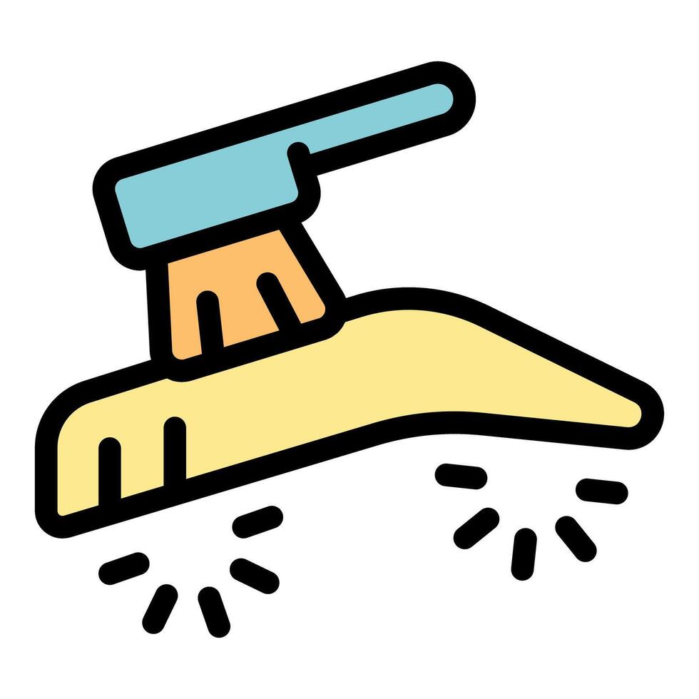 Cleaning dustpan with brush removing dust particles vector