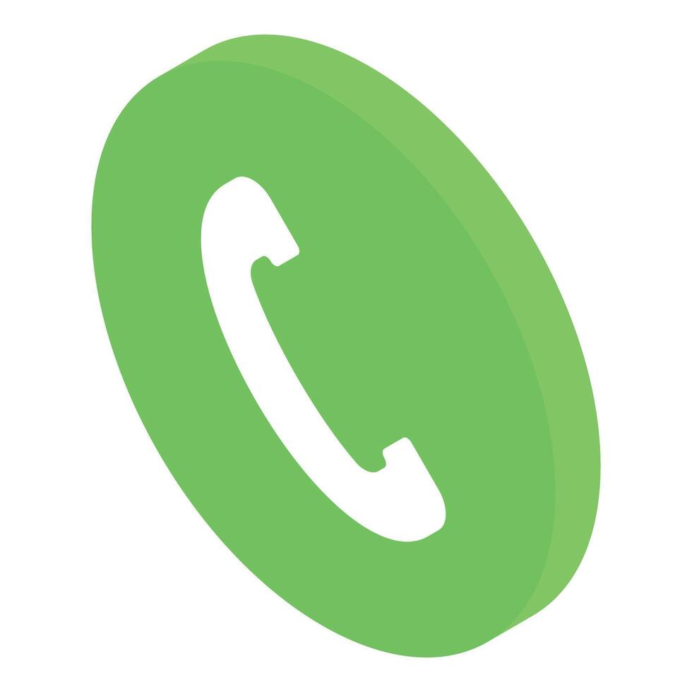 Green round phone icon showing answering a call vector