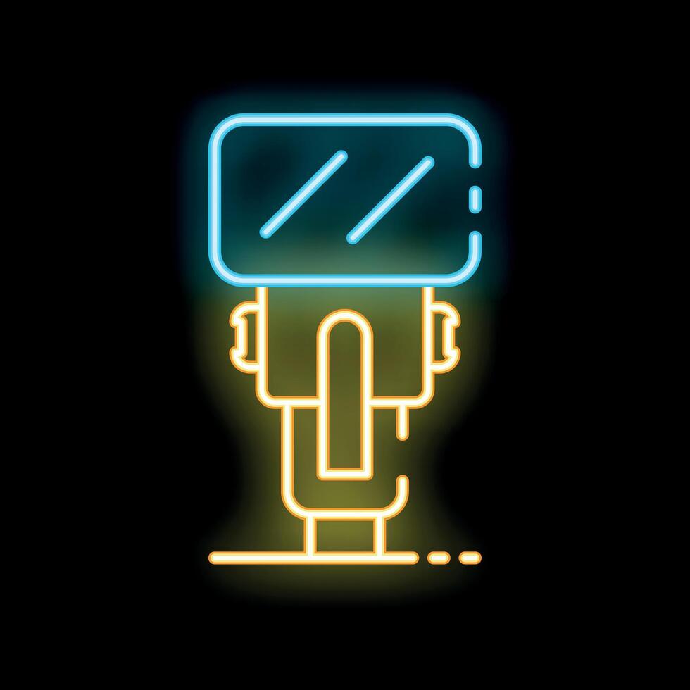 Neon sign representing electric shaver for men with double blade on black background vector