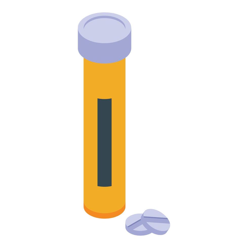 Effervescent tablets tube with two pills coming out isometric view vector