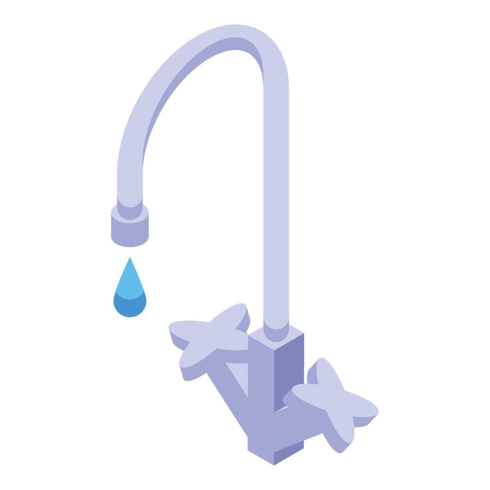 Water faucet dripping with drop isometric icon vector