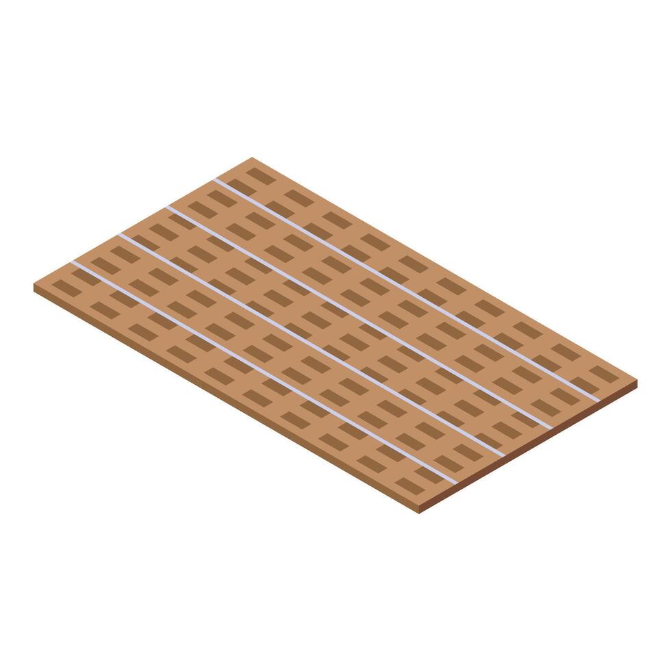 Wooden slatted floor panel with heating system for underfloor heating vector