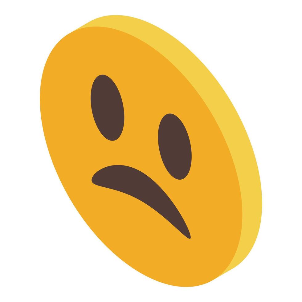 Sad yellow emoji expressing disappointment with frowning mouth vector