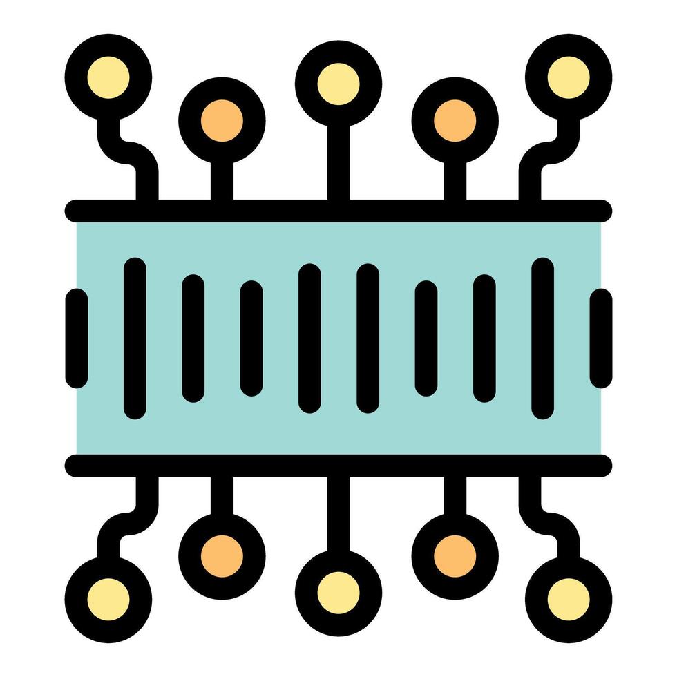 Electronic board connecting data through wires and points icon vector