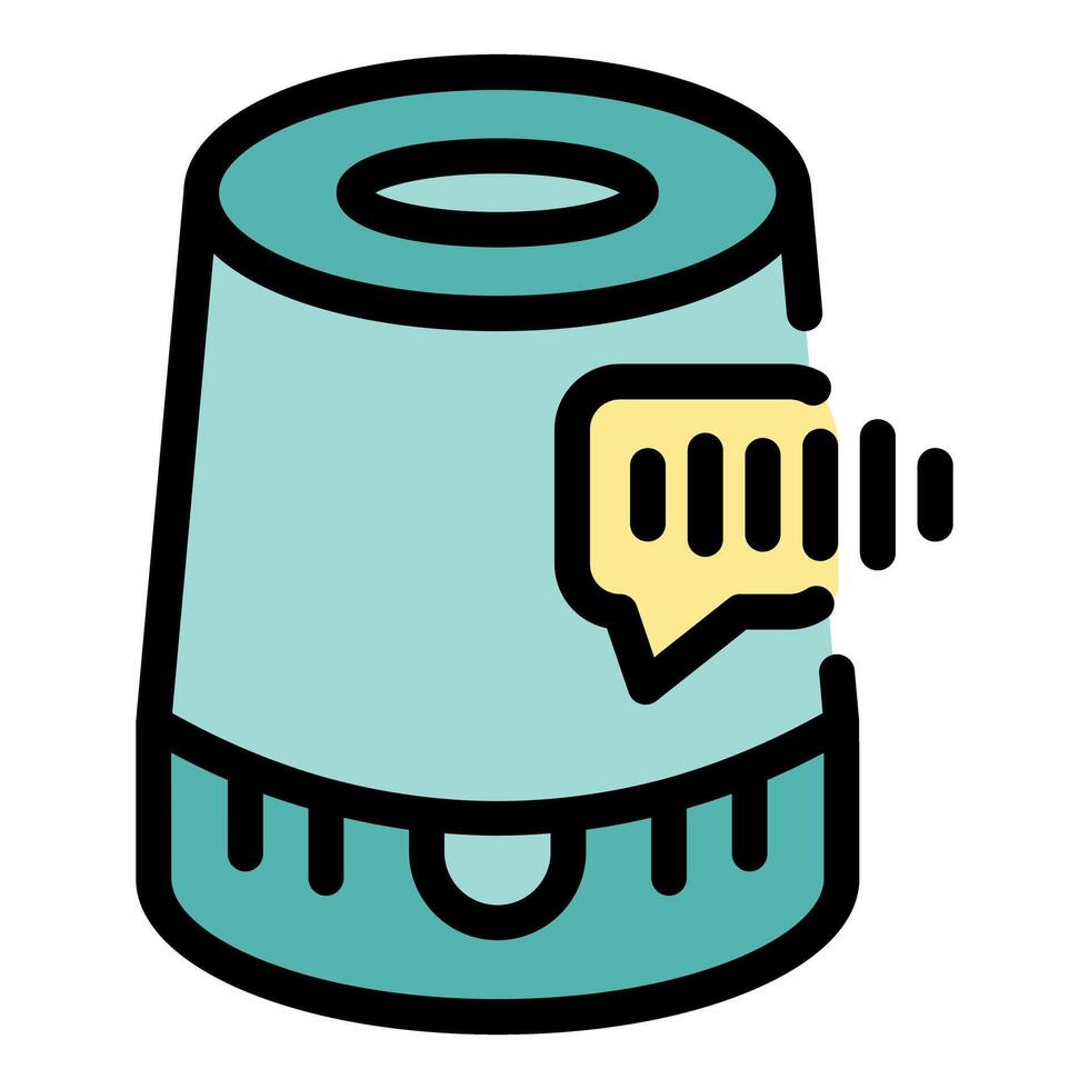 Smart speaker giving voice assistant answer icon vector