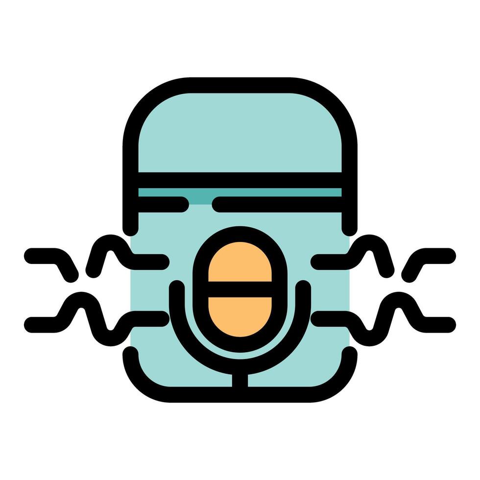 Simple icon of a voice recording device capturing audio waves vector