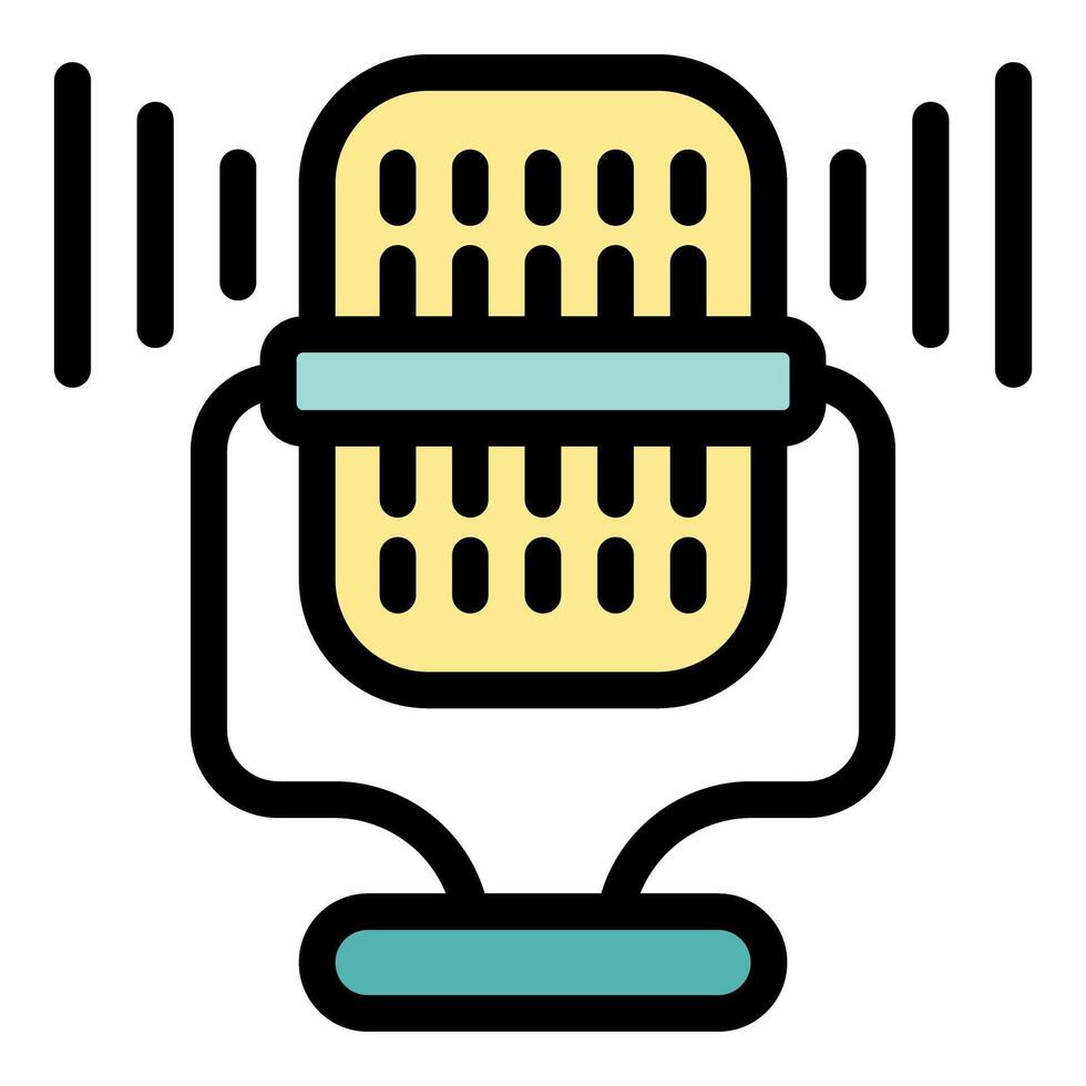 Retro style microphone broadcasting sound waves icon vector