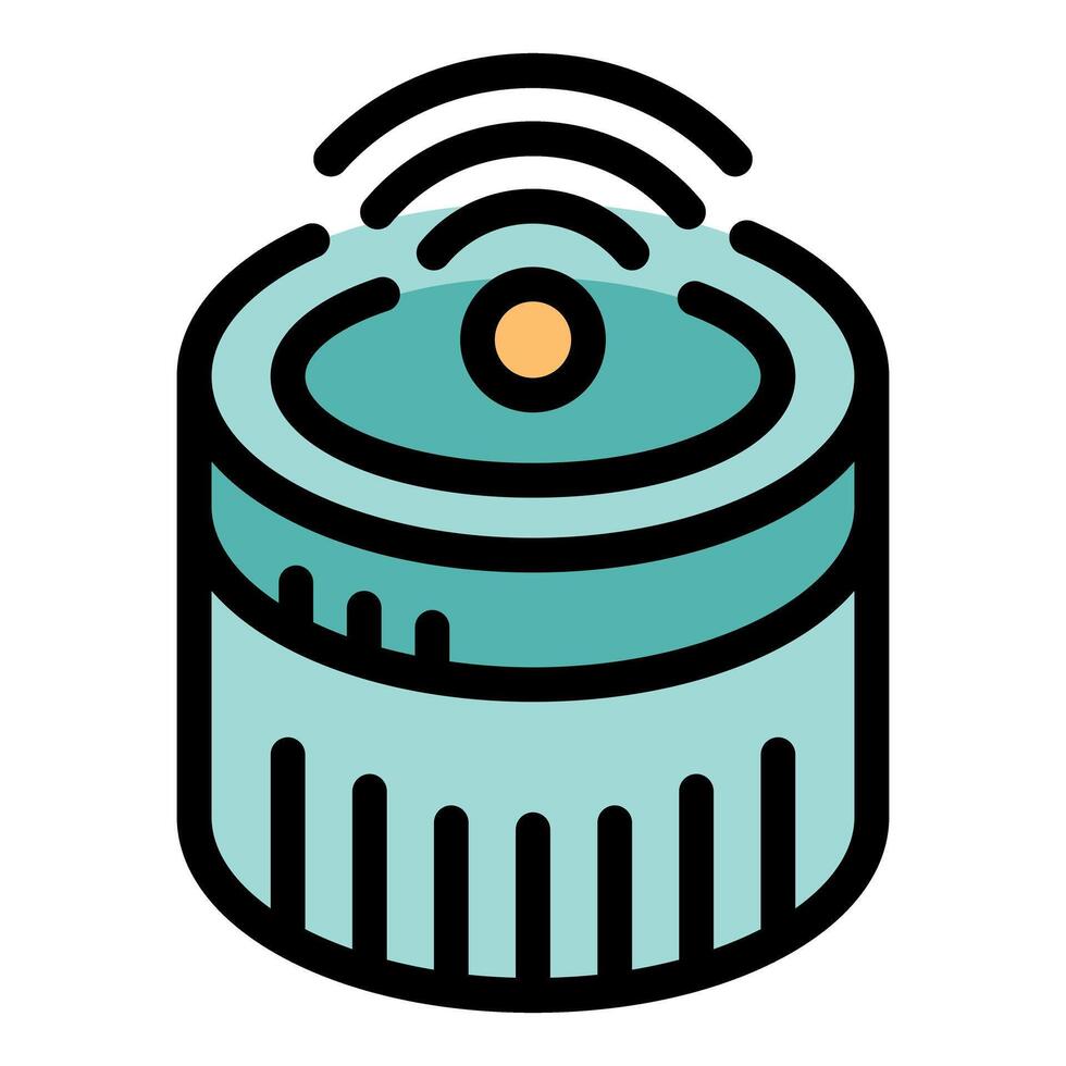 Smart speaker emitting wifi signal icon vector