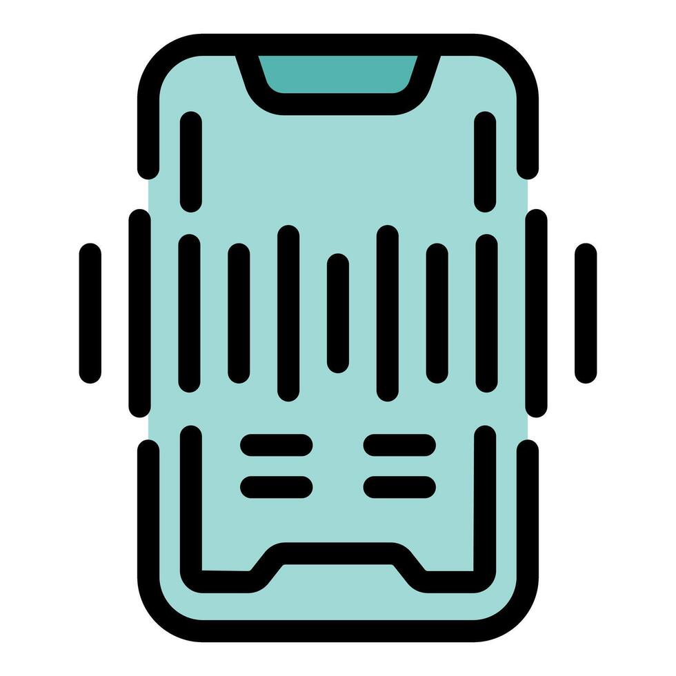Smartphone recording audio podcast with sound waves emitting from screen vector
