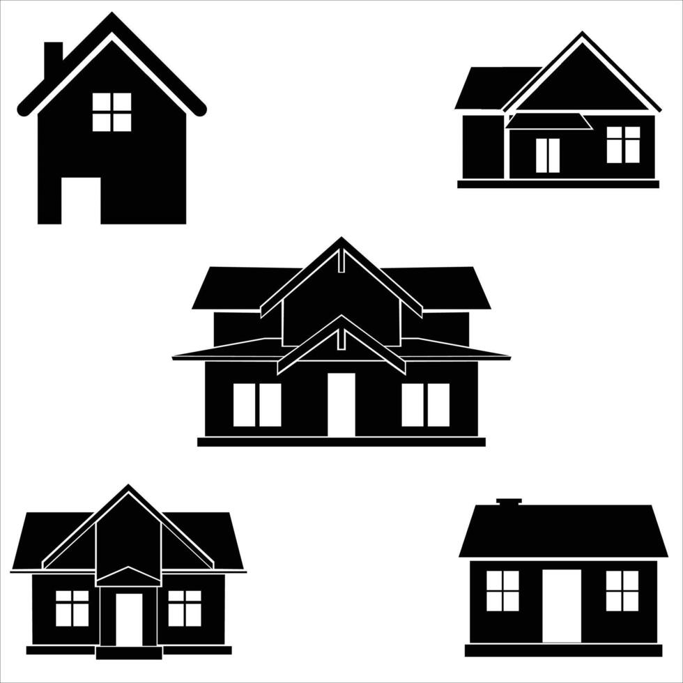 Collection home icons. House symbol. real estate objects and houses icons isolated on white background. illustration vector