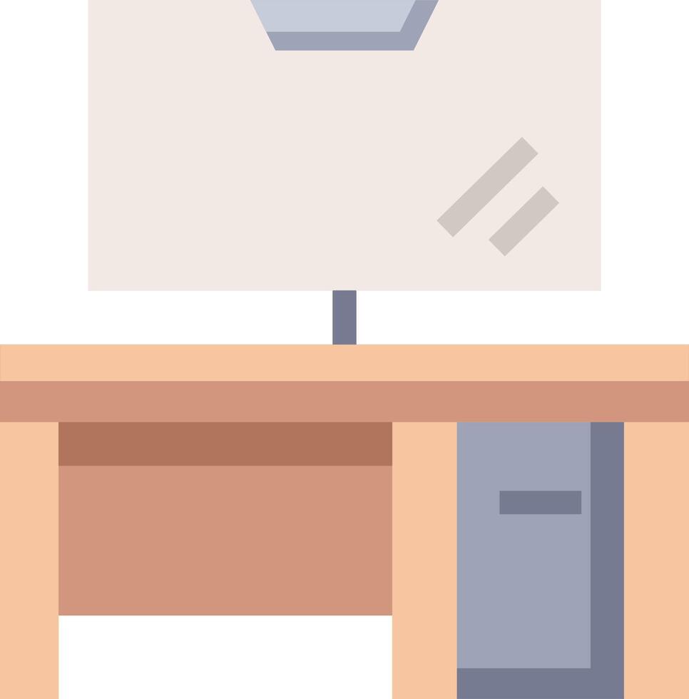 Office desk with computer and monitor vector