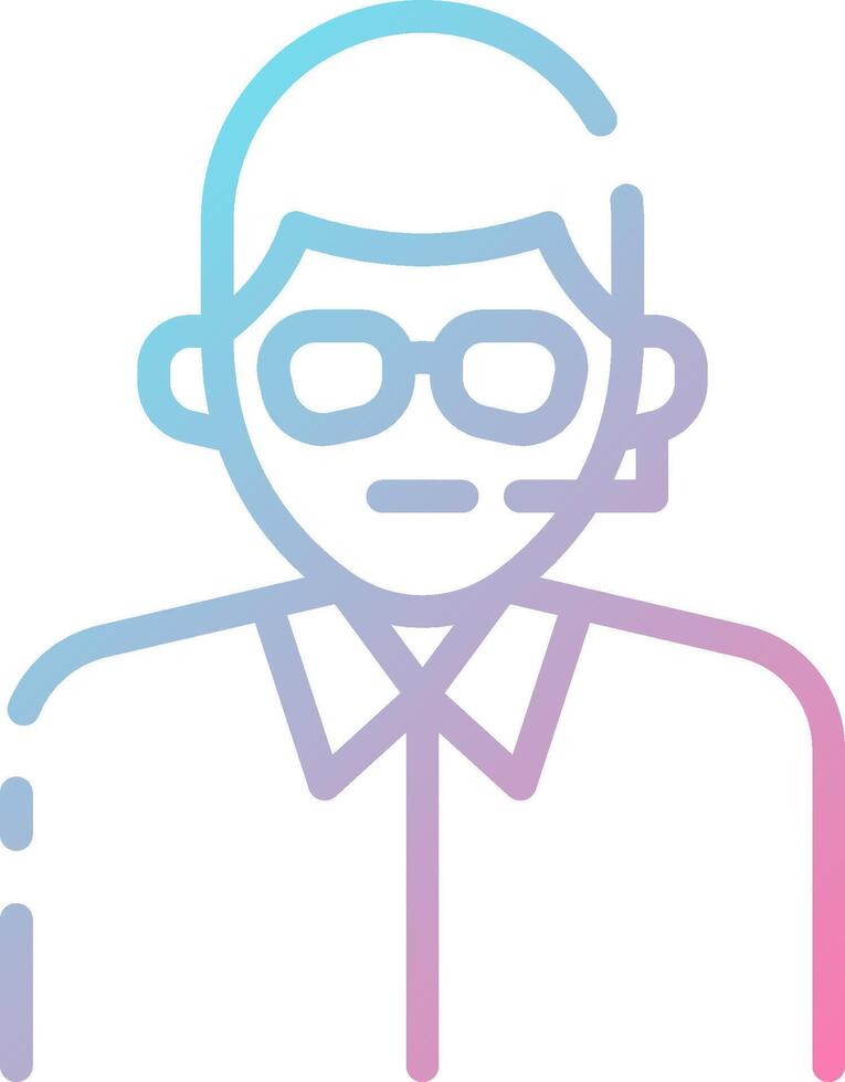 A man wearing glasses and a headset icon vector
