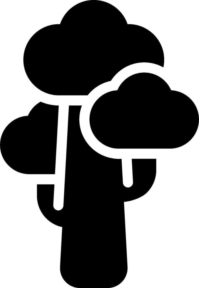 A black and white silhouette of a tree with clouds vector