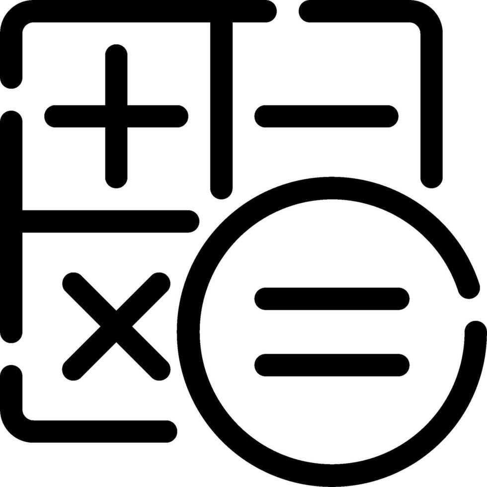 A black and white icon of a calculator vector