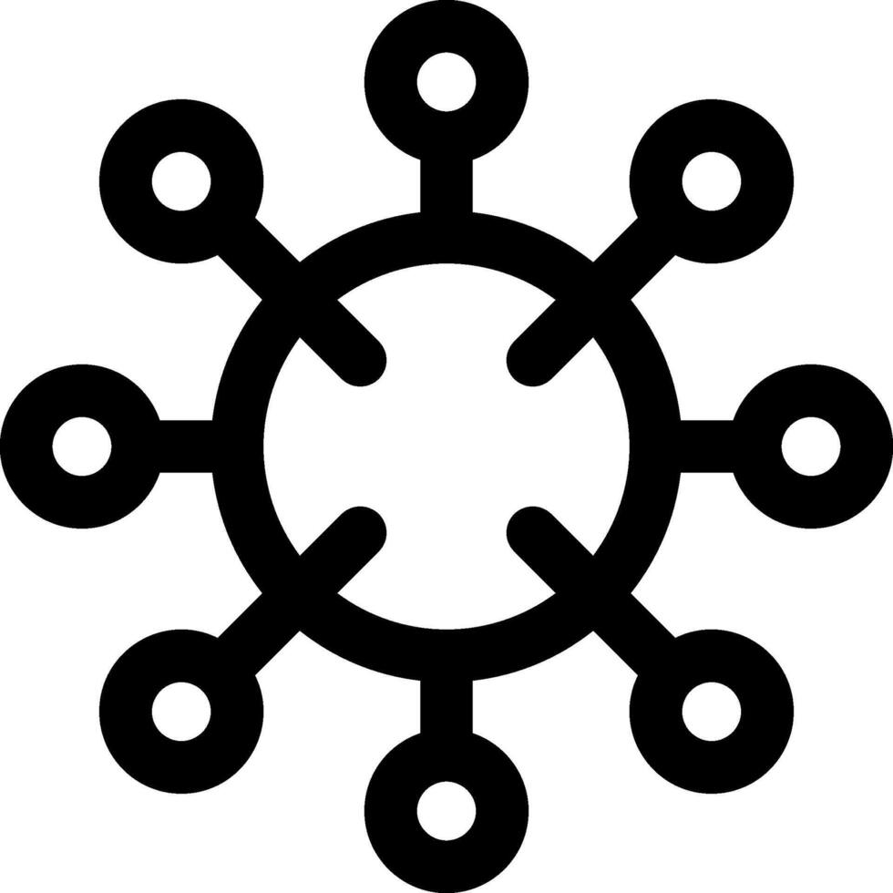 A black and white image of a circle with six circles vector