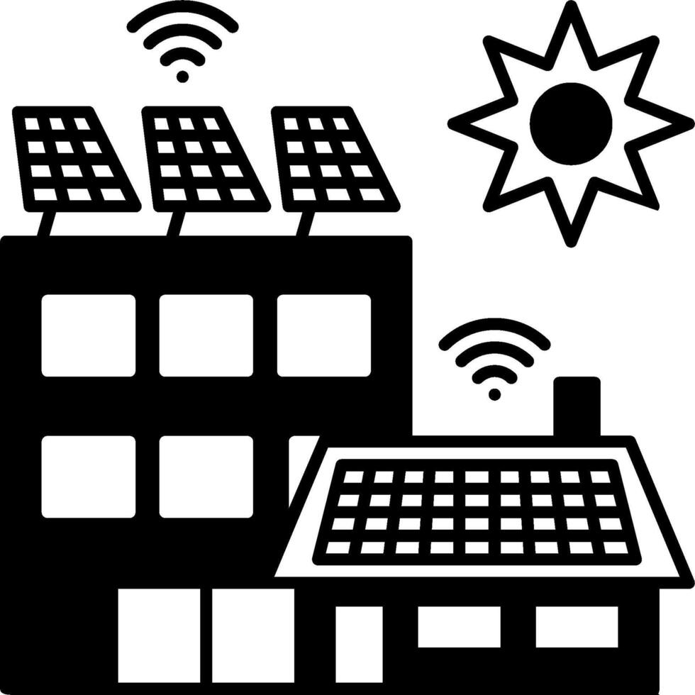 A solar panel and a house with a sun vector