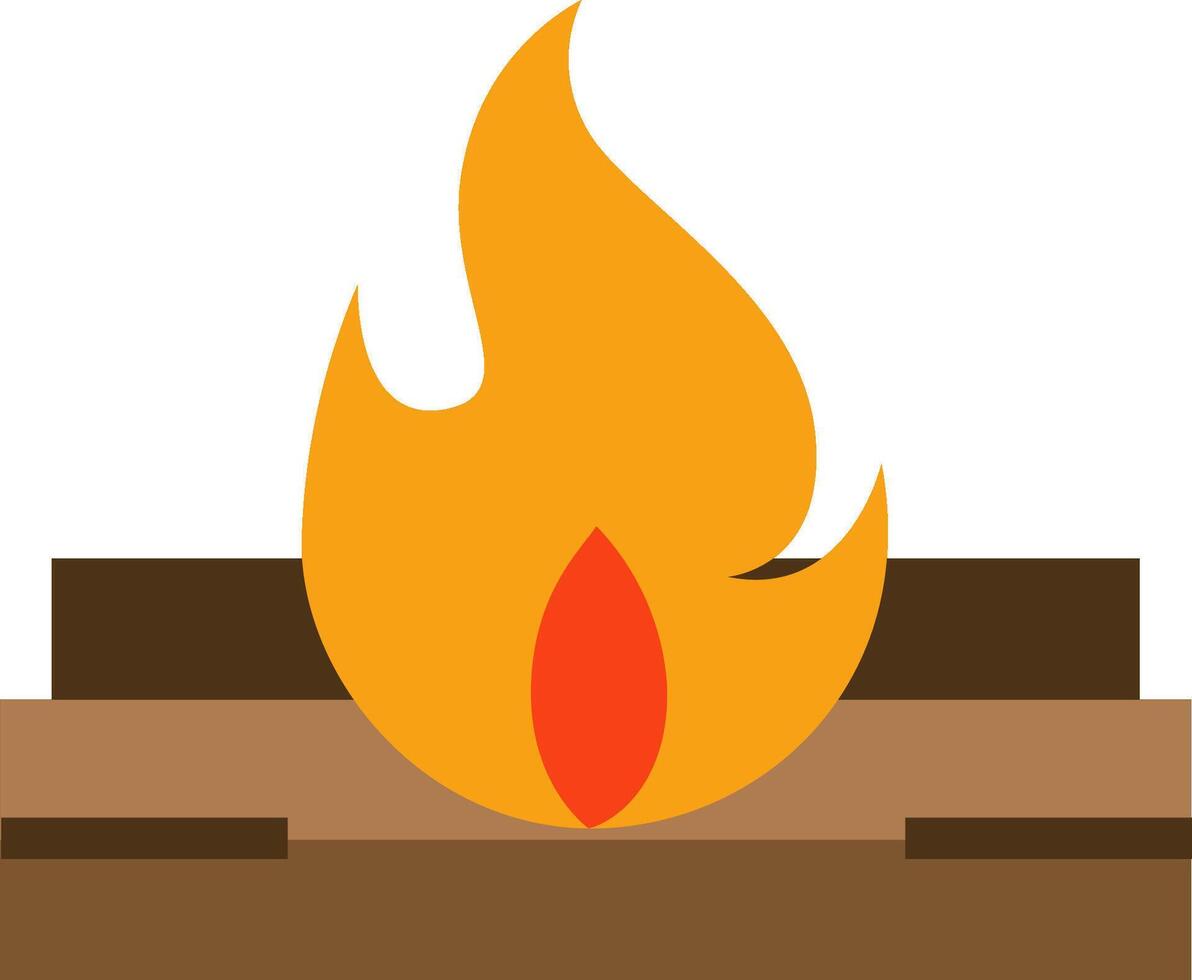 A fire is burning in a wooden box vector