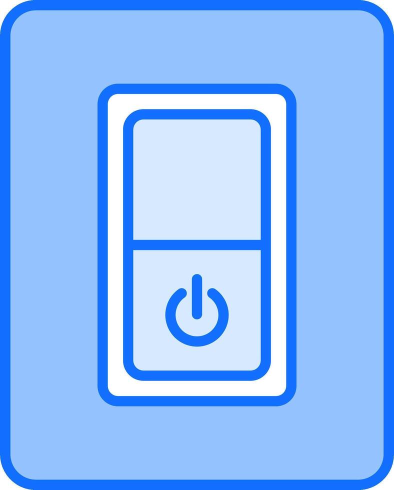 A blue button with a light switch on it vector