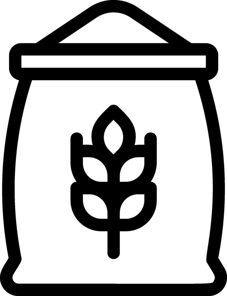 A black and white icon of a bag with a plant inside vector