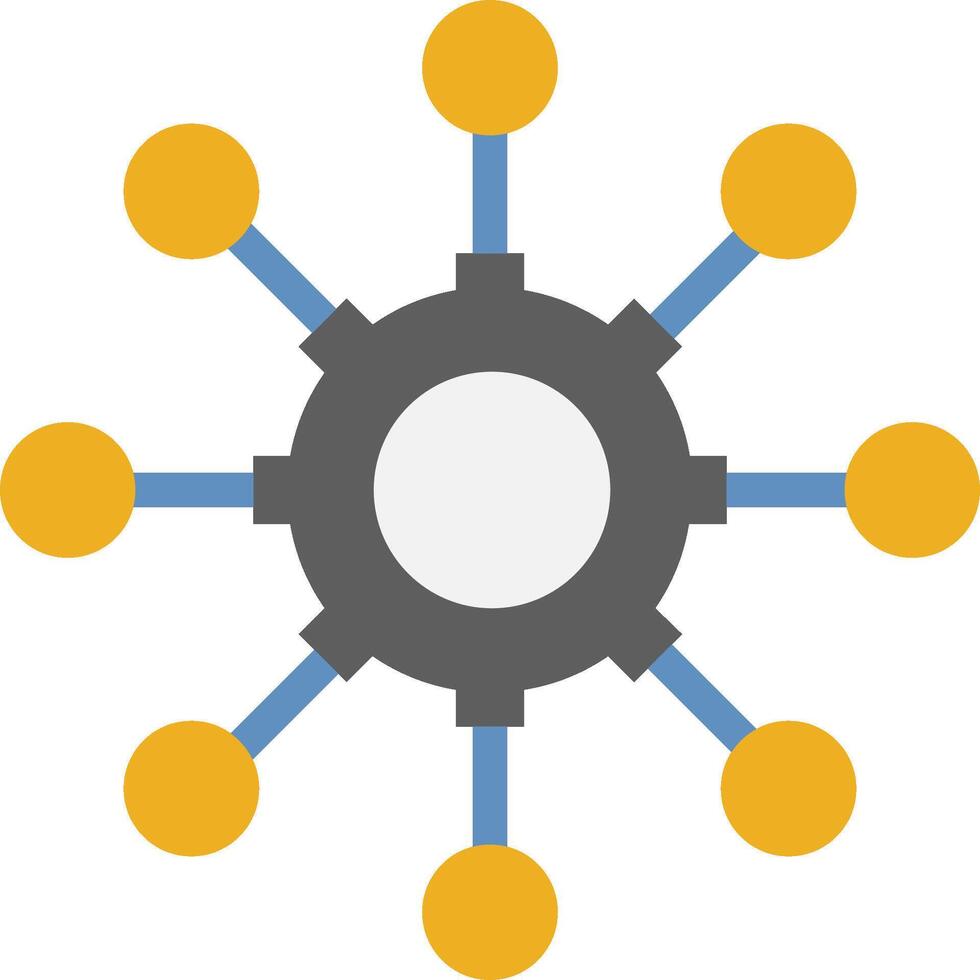 A flat icon of a circle with several circles around it vector