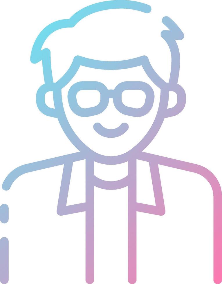A man with glasses and a tie is shown in a line icon vector