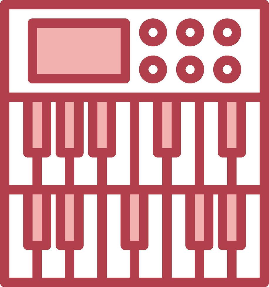 A keyboard with a red background and white keys vector