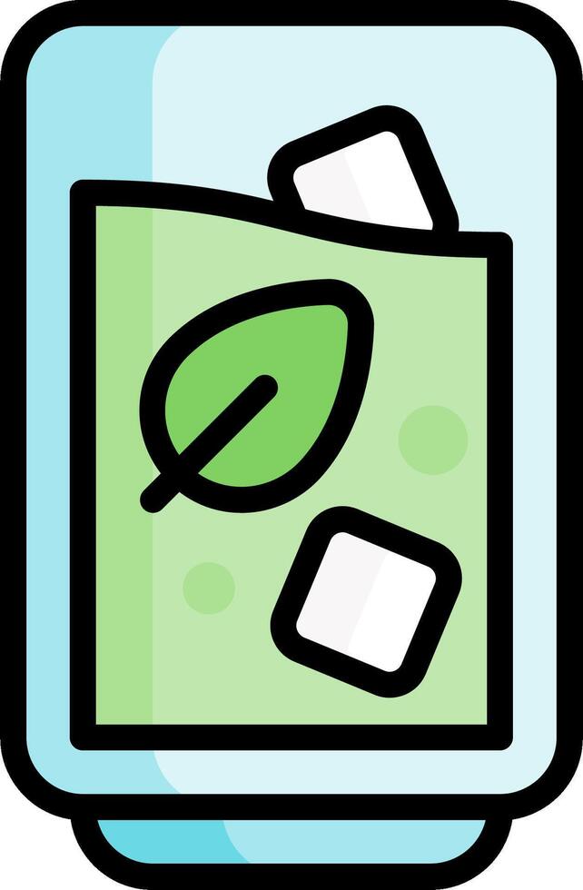 A green leaf and a square of ice in a glass vector