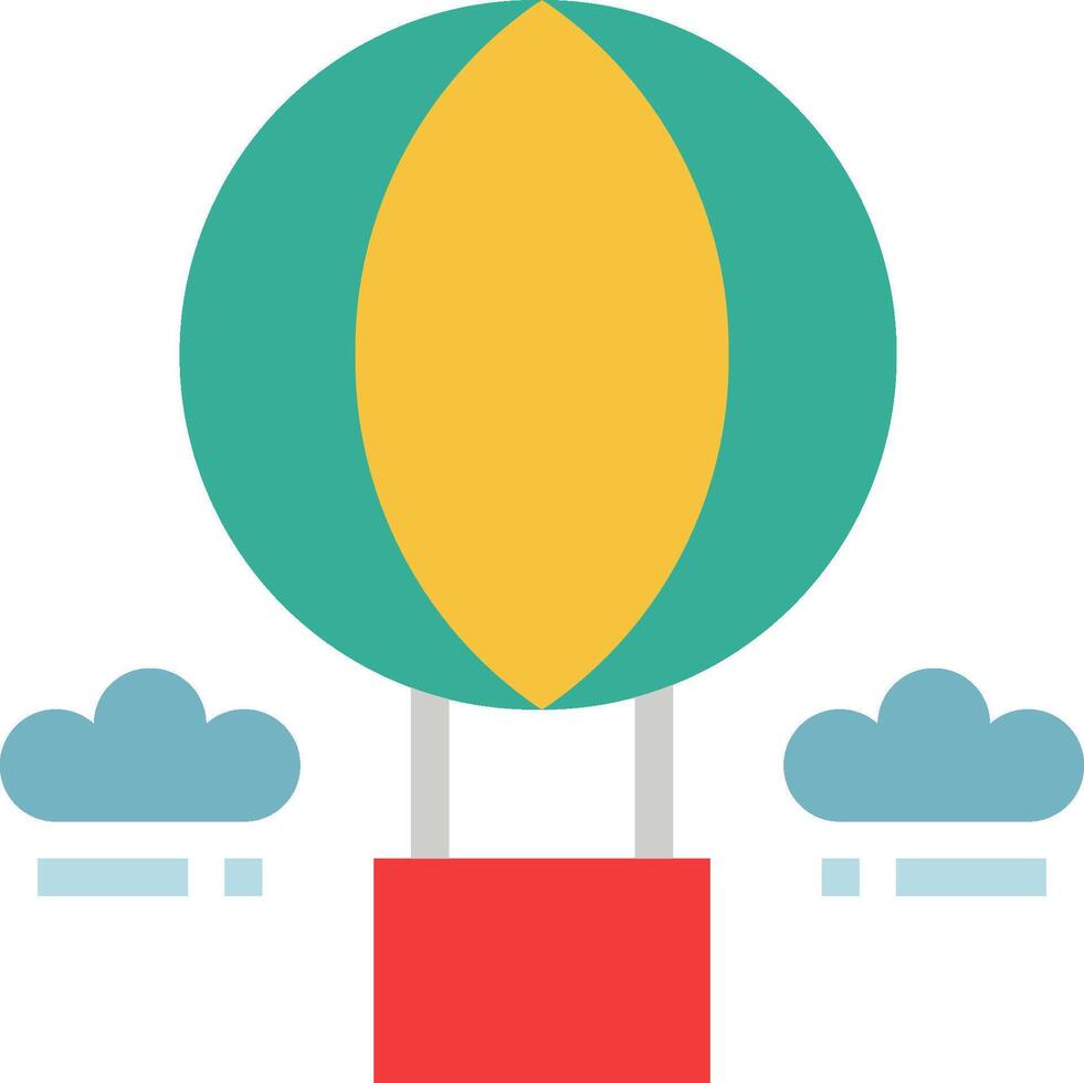 A hot air balloon with clouds and a red box vector