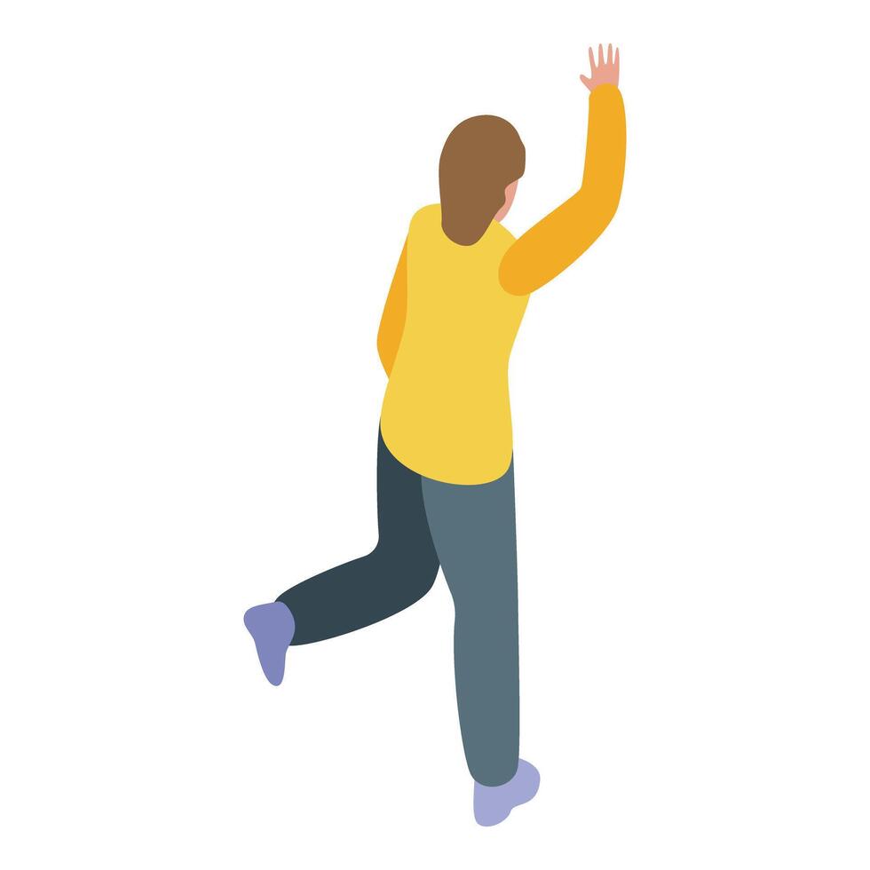 Running late person waving to say hello isometric icon vector