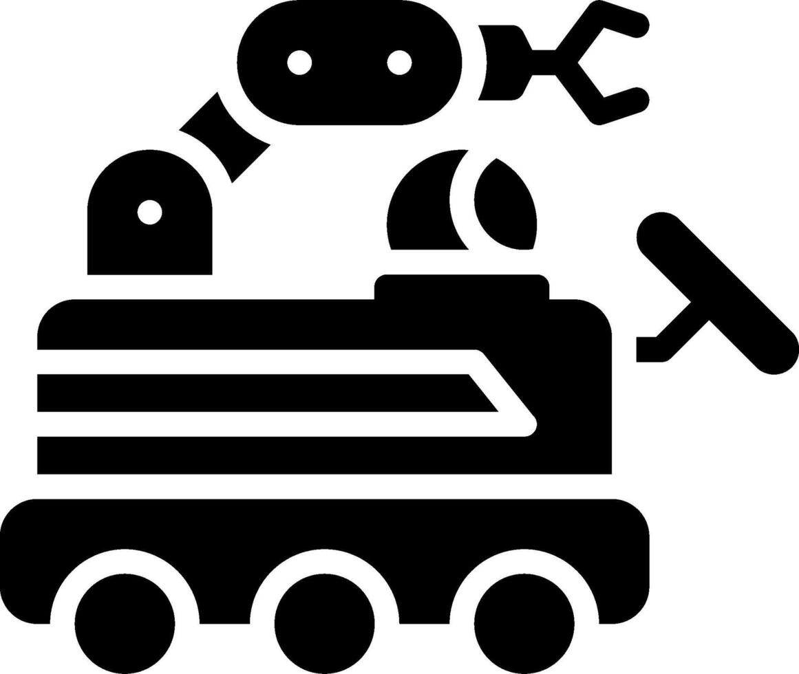 A robot is driving a train on a white background vector