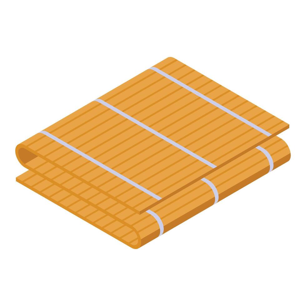 Bamboo rolling mat for making sushi resting on white background vector