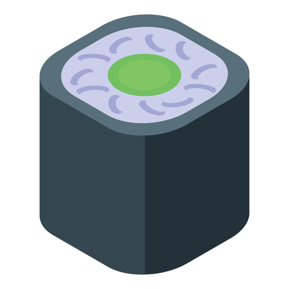 Sushi roll with wasabi and seaweed presenting isometric view vector