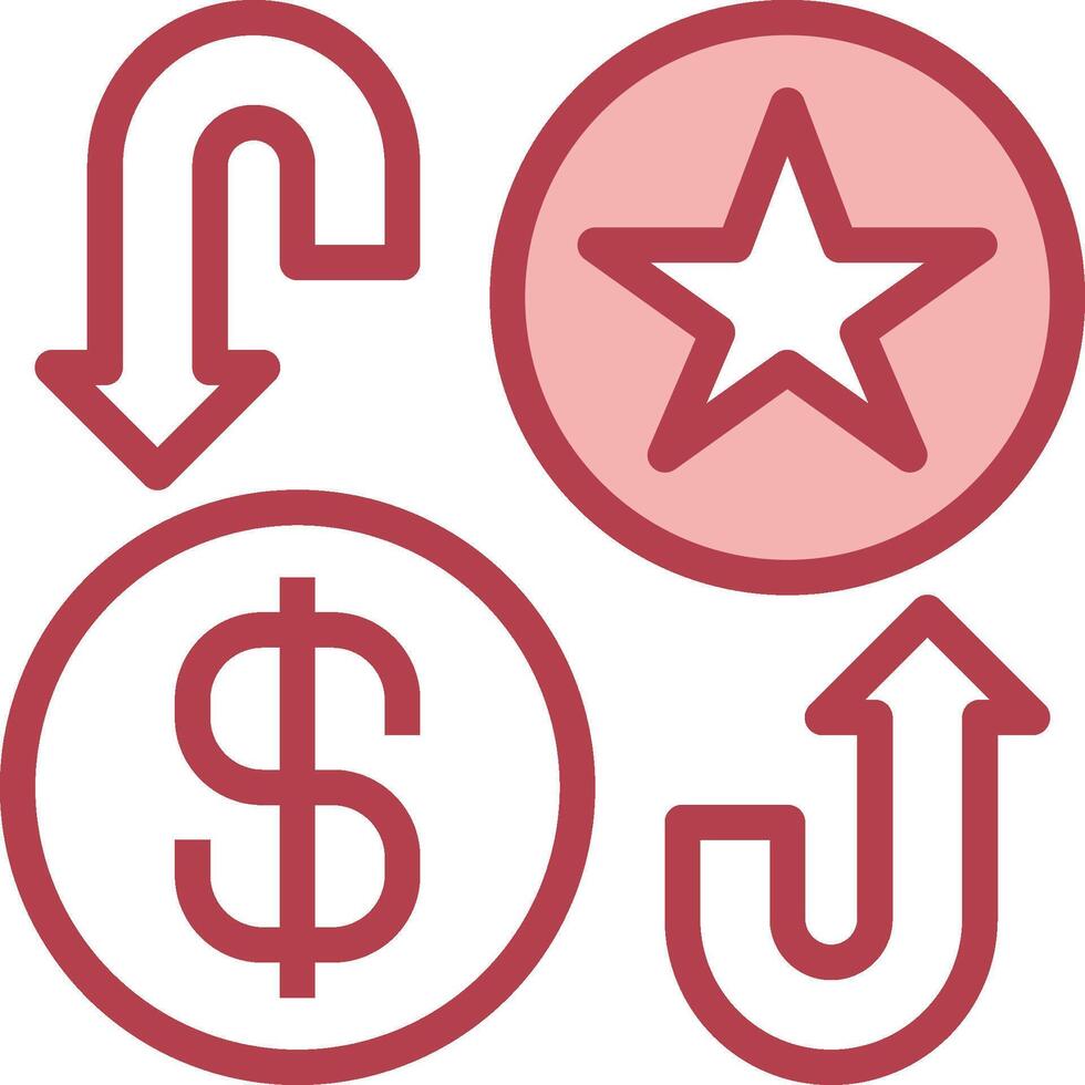 A red star, dollar sign and arrow pointing to the right vector