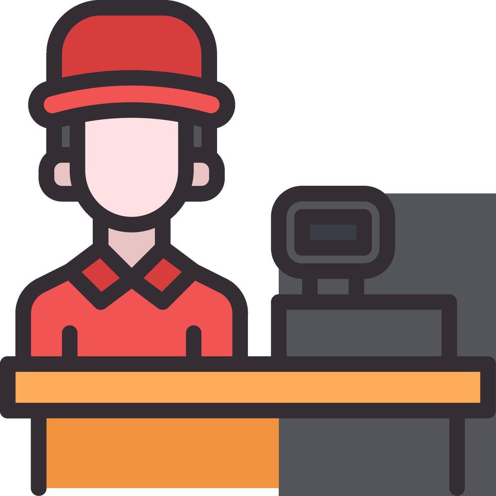 A man in a red hat is sitting at a desk vector