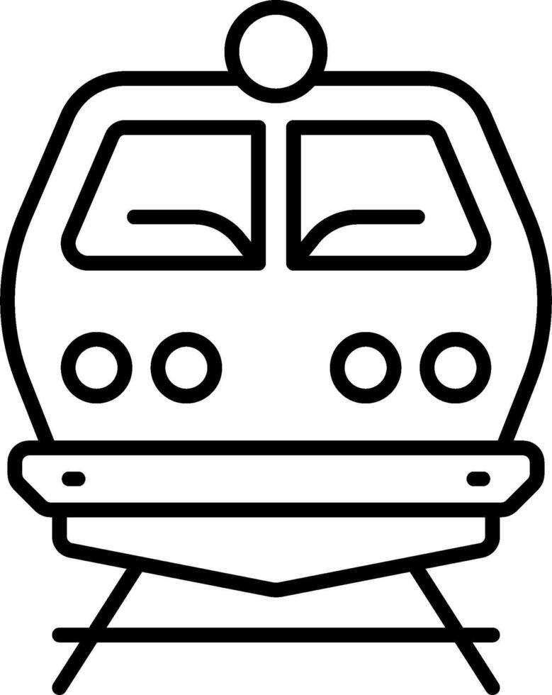 A train is on the tracks and is outlined in black vector