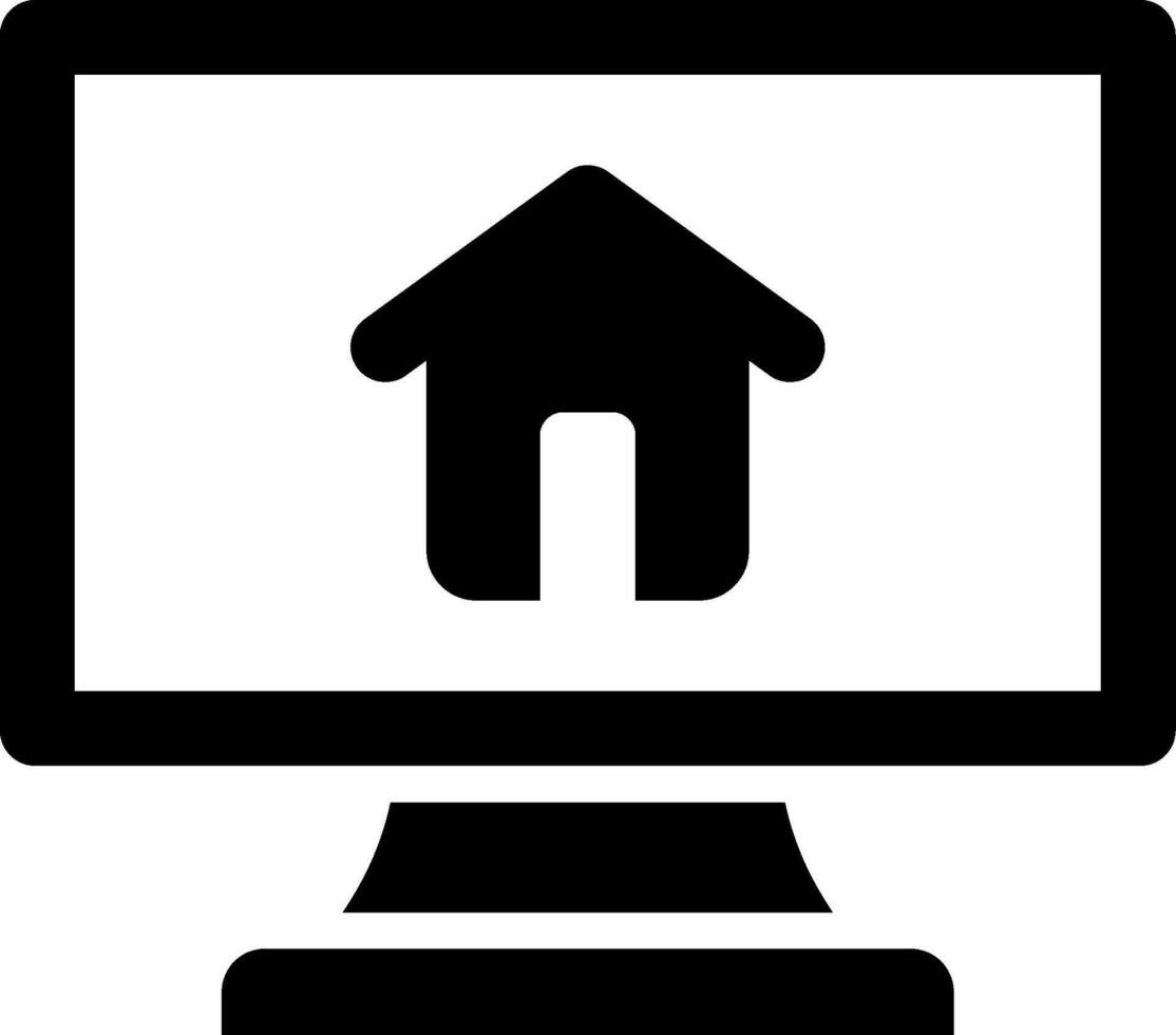 Home icon on a computer monitor vector