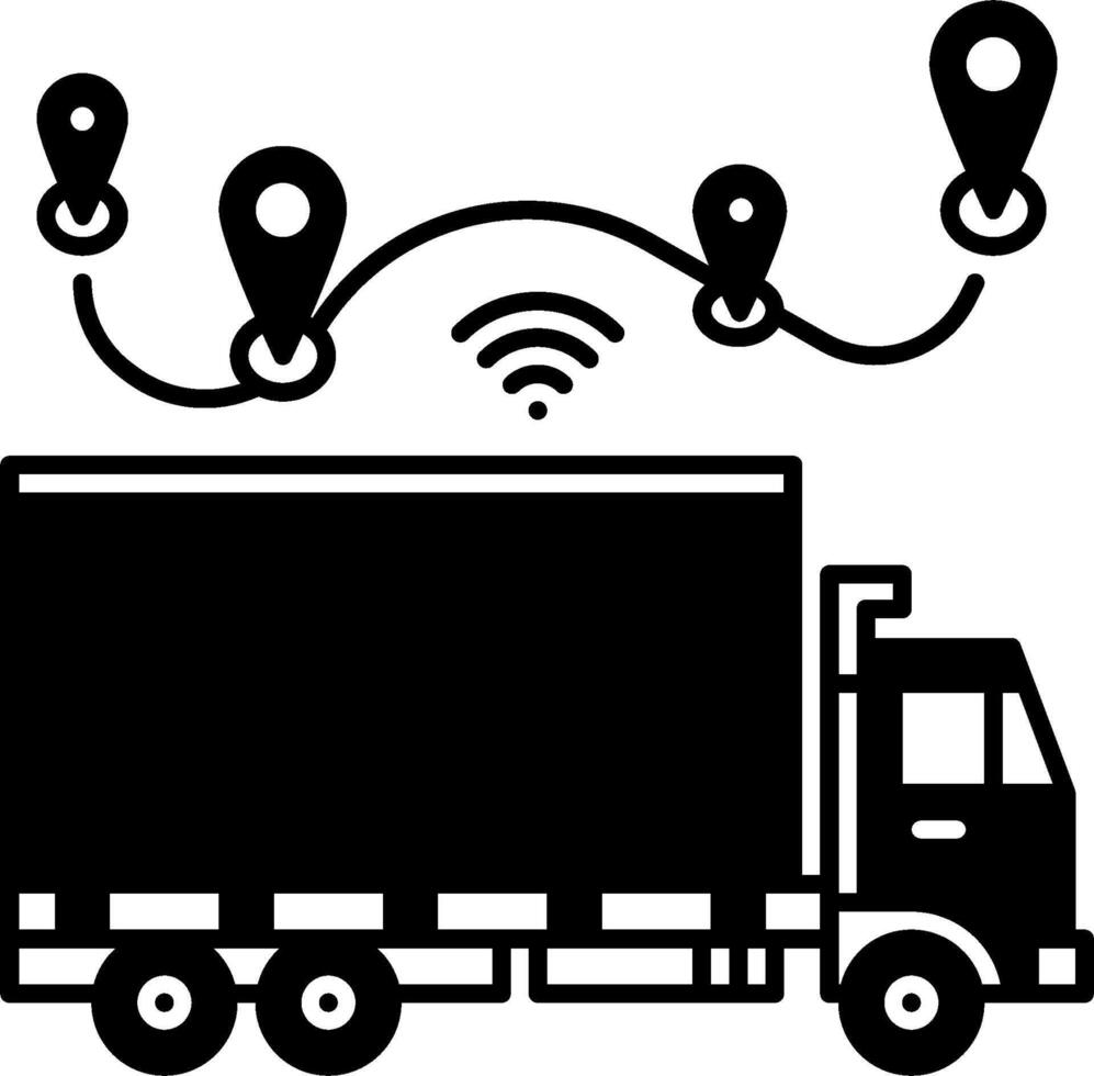 A truck with wifi and location markers vector
