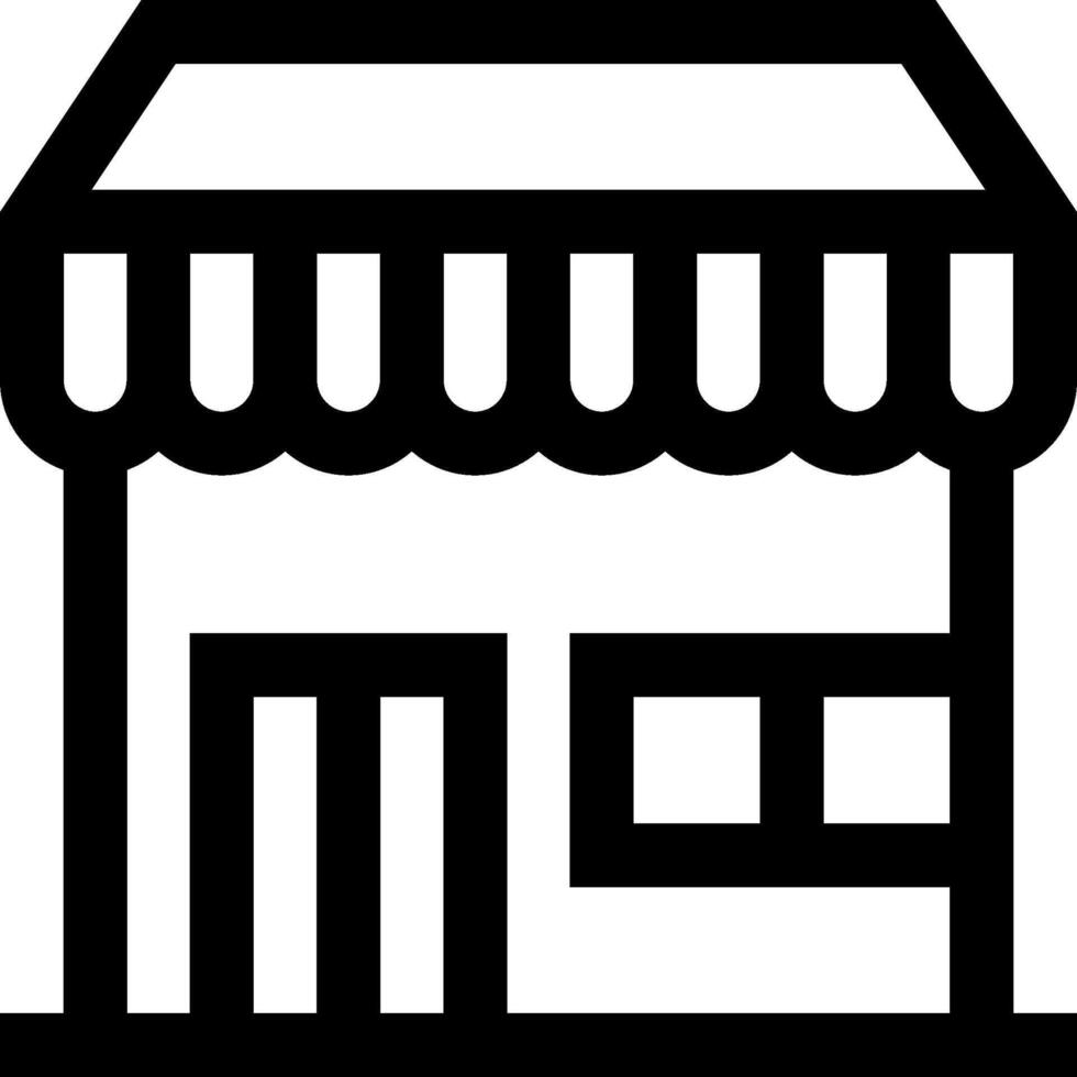 A black and white icon of a store vector