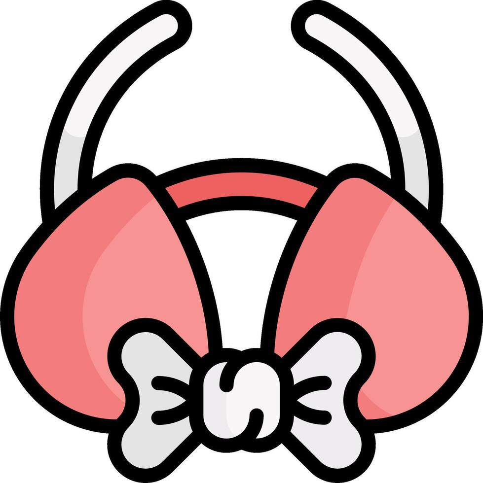 A cartoon earphone with a bow on it vector