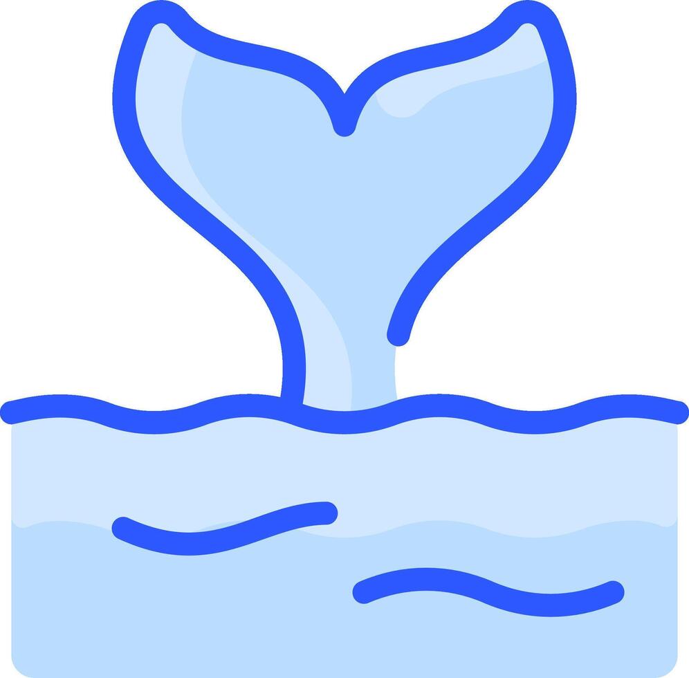 A whale tail in the water with a blue outline vector