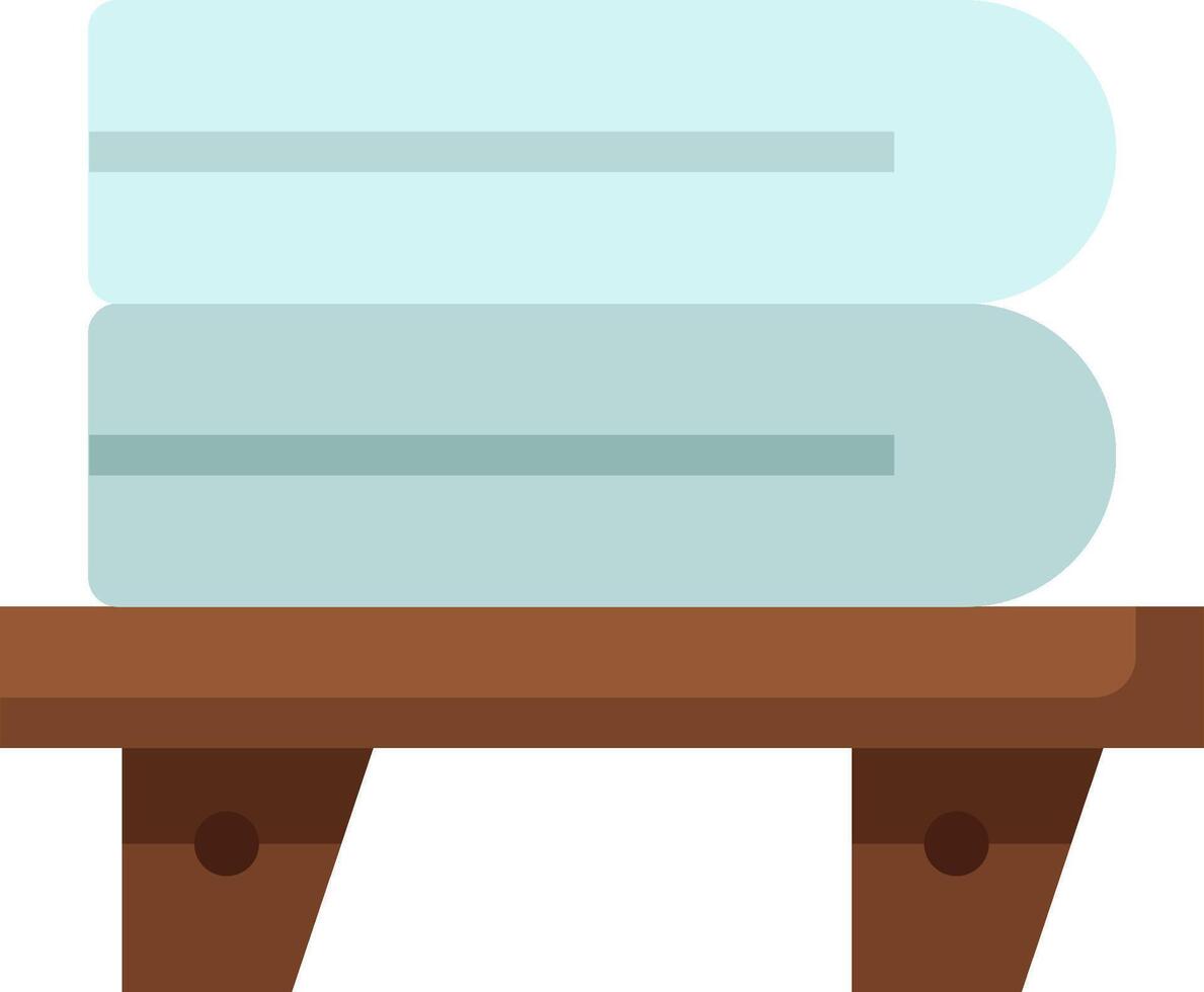 A stack of towels on a wooden bench vector