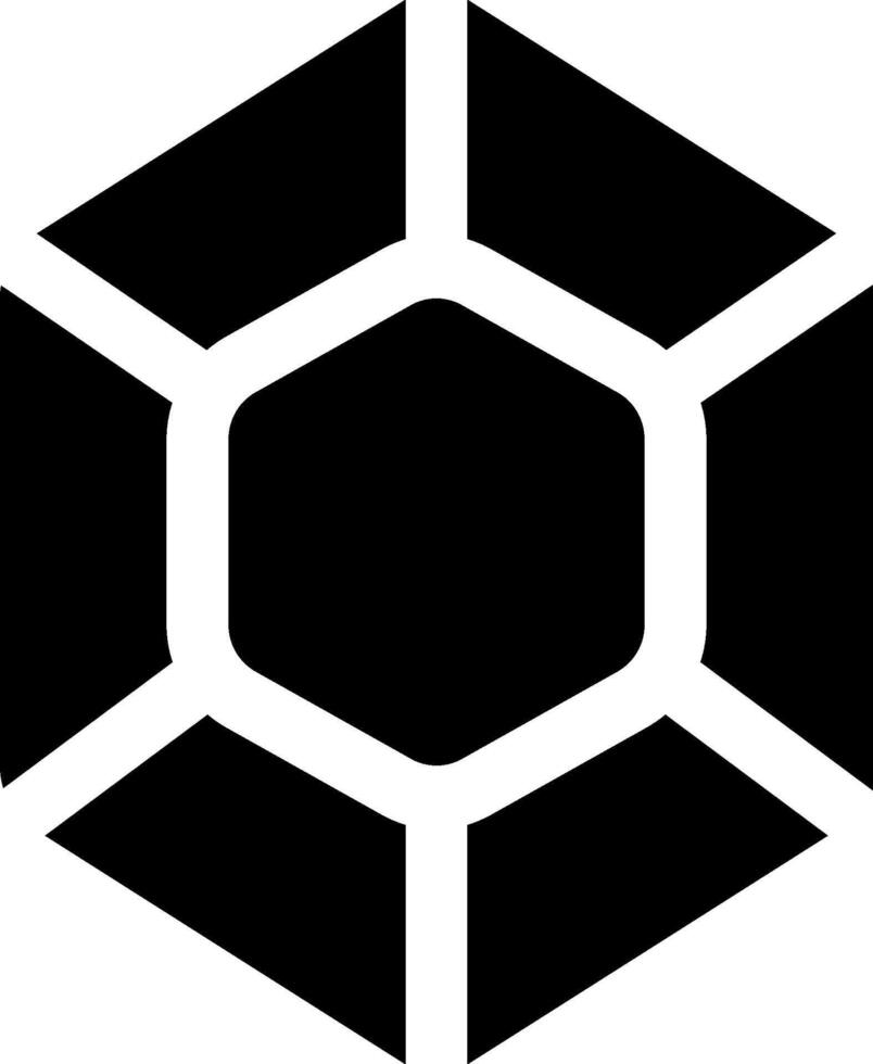 A black and white logo of a hexagon vector