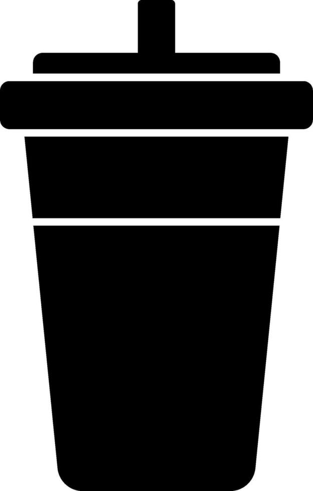 A black and white icon of a trash can vector