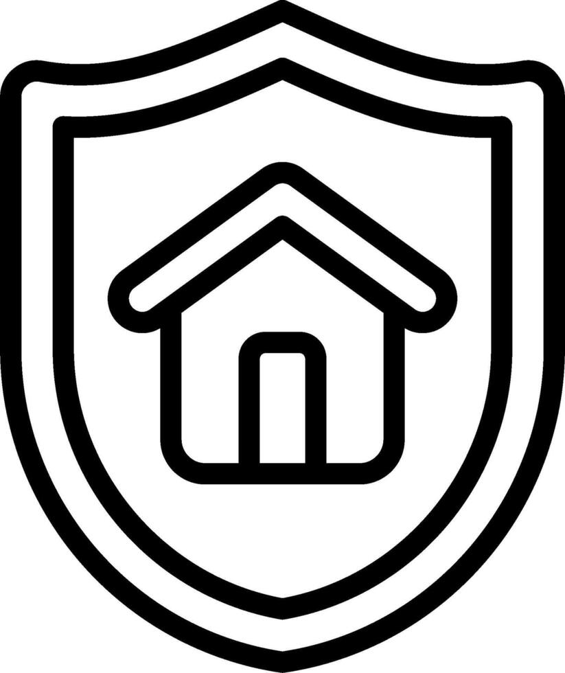 A black and white image of a house in a shield vector