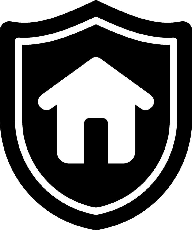 A black and white shield with a house inside vector